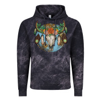 Cloud Black floral feather bull skull Vintage Hoodie - JahusDesignShop