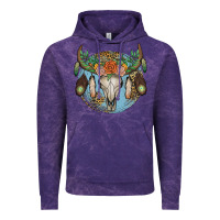 Cloud Purple floral feather bull skull Vintage Hoodie - JahusDesignShop