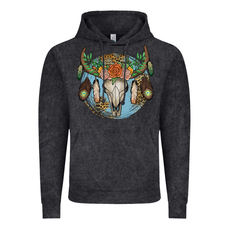 Floral Feather Bull Skull Vintage Hoodie by JahusDesignShop | Teevron
