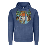 Vintage Denim floral feather bull skull Vintage Hoodie - JahusDesignShop