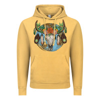 Vintage Mustard floral feather bull skull Vintage Hoodie - JahusDesignShop