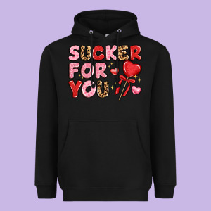 Lovethemed Typography With Heart Lollipop Heavyweight Hoodie Designed By Lillyallendesigns