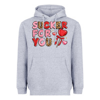 Heather Grey lovethemed typography with heart lollipop Heavyweight Hoodie - LillyAllenDesigns