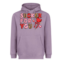 Lavender lovethemed typography with heart lollipop Heavyweight Hoodie - LillyAllenDesigns