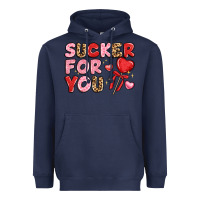 Navy lovethemed typography with heart lollipop Heavyweight Hoodie - LillyAllenDesigns