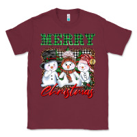 Burgundy merry christmas snowman Classic Tee - AdoDesignShop