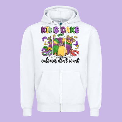 King Cake Calories Don't Count Zipper Hoodie Designed By Maliassmallbusiness
