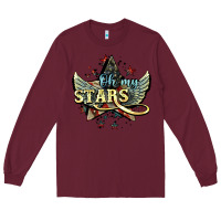 Burgundy oh my stars america wings Long Sleeve Tee - NancyCooperArtShop