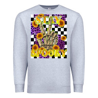 Heather Grey stay skeleton hand spooky Premium Sweatshirt - LillyAllenDesigns