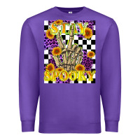Purple stay skeleton hand spooky Premium Sweatshirt - LillyAllenDesigns