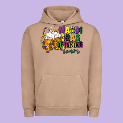 Mardi Gras Drinking Team 12 Inches 300 Dpi Urban Hoodie Designed By Cowgirlartshop