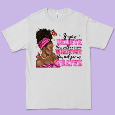 Premium Tee afro woman bun and religion faith prayer
