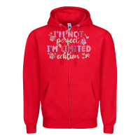 Red i'm not perfect i'm limited edition Zipper Hoodie - MaliasSmallBusiness
