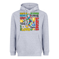 Heather Grey name puzzle ribbon of inspiration Heavyweight Hoodie - LillyAllenDesigns