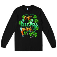 Black st.patricks one lucky nurse Long Sleeve Tee - BarkalooDesign