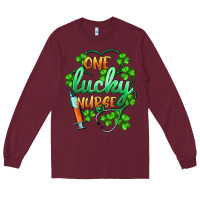 Burgundy st.patricks one lucky nurse Long Sleeve Tee - BarkalooDesign