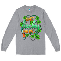 Heather Grey st.patricks one lucky nurse Long Sleeve Tee - BarkalooDesign