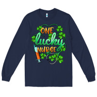 Navy st.patricks one lucky nurse Long Sleeve Tee - BarkalooDesign