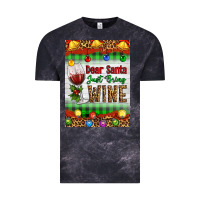 Cloud Black Christmas Dear Santa Just Bring Wine Vintage Tee - Artiststas