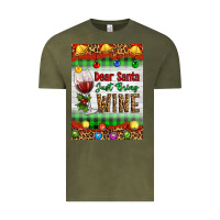 Vintage Olive Christmas Dear Santa Just Bring Wine Vintage Tee - Artiststas