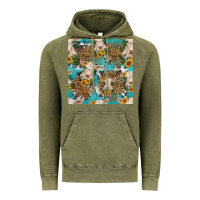 Vintage Olive charolais cow and sunflowers seamless pattern Vintage Hoodie - HRA Design Shop