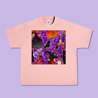 Halloween Witch Seamless Pattern Urban Heavy Tee Designed By Bundleandbundleshop