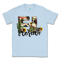 Dusty Blue florida state cowhide serape cactus Classic Tee - RanaPortraitStore