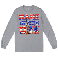 Heather Grey made in the usa Long Sleeve Tee - NancyCooperArtShop