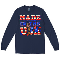Navy made in the usa Long Sleeve Tee - NancyCooperArtShop