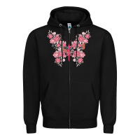 Black floral butterfly Zipper Hoodie - MaliasSmallBusiness