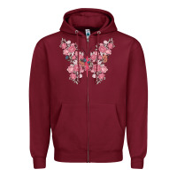 Burgundy floral butterfly Zipper Hoodie - MaliasSmallBusiness