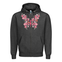 Charcoal Heather floral butterfly Zipper Hoodie - MaliasSmallBusiness