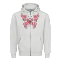 Dove Grey floral butterfly Zipper Hoodie - MaliasSmallBusiness