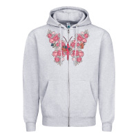 Heather Grey floral butterfly Zipper Hoodie - MaliasSmallBusiness