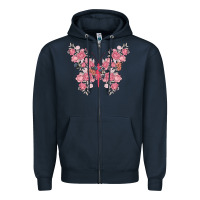 Navy floral butterfly Zipper Hoodie - MaliasSmallBusiness