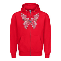 Red floral butterfly Zipper Hoodie - MaliasSmallBusiness