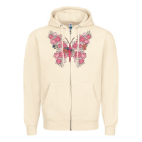 Sandshell floral butterfly Zipper Hoodie - MaliasSmallBusiness