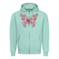Seafoam floral butterfly Zipper Hoodie - MaliasSmallBusiness