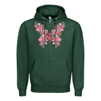 Sports Green floral butterfly Zipper Hoodie - MaliasSmallBusiness