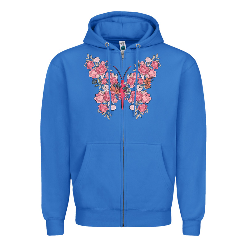 Floral Butterfly Zipper Hoodie by MaliasSmallBusiness | Teevron