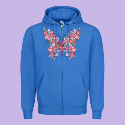 Floral Butterfly Zipper Hoodie Designed By Maliassmallbusiness