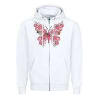 White floral butterfly Zipper Hoodie - MaliasSmallBusiness