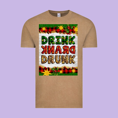 Christmas Drink Drank Drunk Vintage Tee Designed By Artiststas