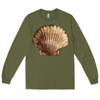 Army Green Japanese Scallop Shell Long Sleeve Tee - LillyAllenDesigns