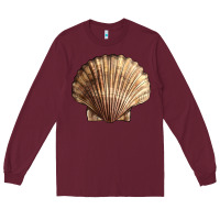 Burgundy Japanese Scallop Shell Long Sleeve Tee - LillyAllenDesigns