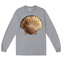 Heather Grey Japanese Scallop Shell Long Sleeve Tee - LillyAllenDesigns