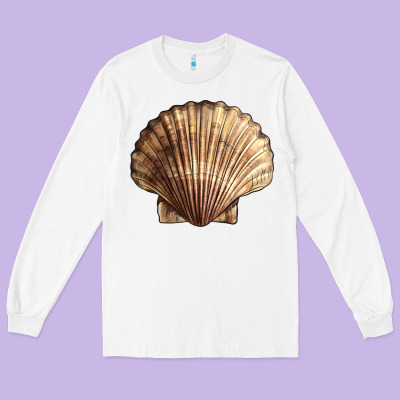 Japanese Scallop Shell Long Sleeve Tee Designed By Lillyallendesigns