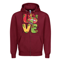 Burgundy love juneteenth lips Zipper Hoodie - MaliasSmallBusiness
