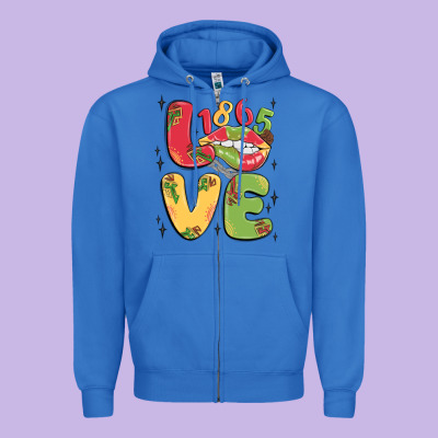 Love Juneteenth Lips Zipper Hoodie Designed By Maliassmallbusiness