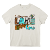 Cream living on lake time Heavy Core Tee - texasbilliewilder
